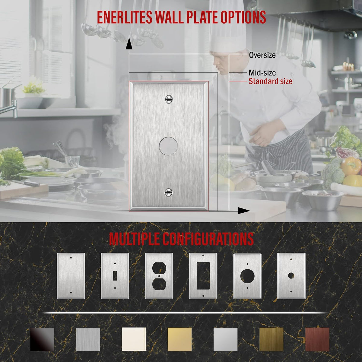 ENERLITES 0.625" Diameter Hole Metal Wall Plate, Size 4.50" x 2.76" Silver