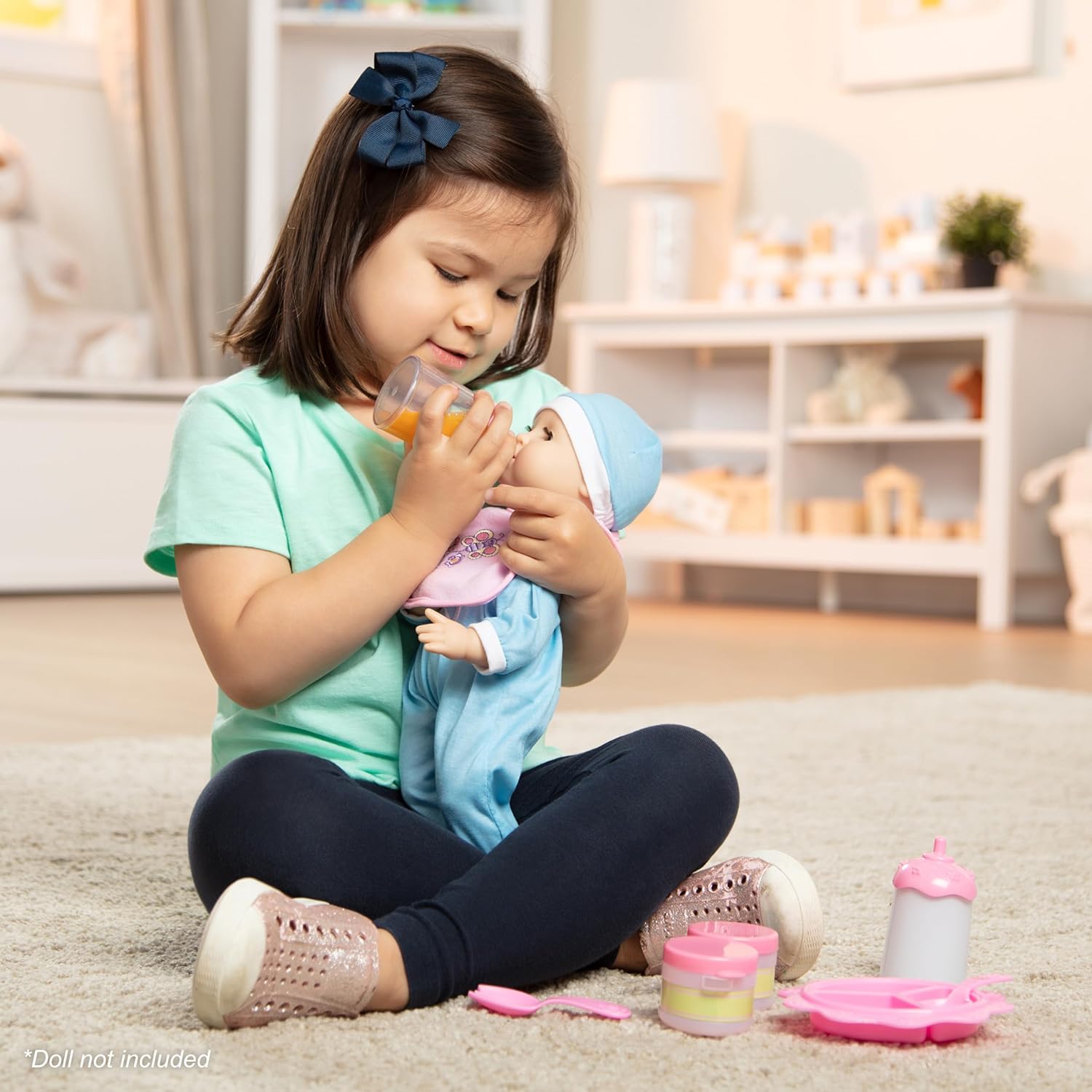 Melissa & Doug Mine to Love Baby Food & Bottle Play Set for Feeding Dolls Baby Doll Feeding Set, Disappearing Milk