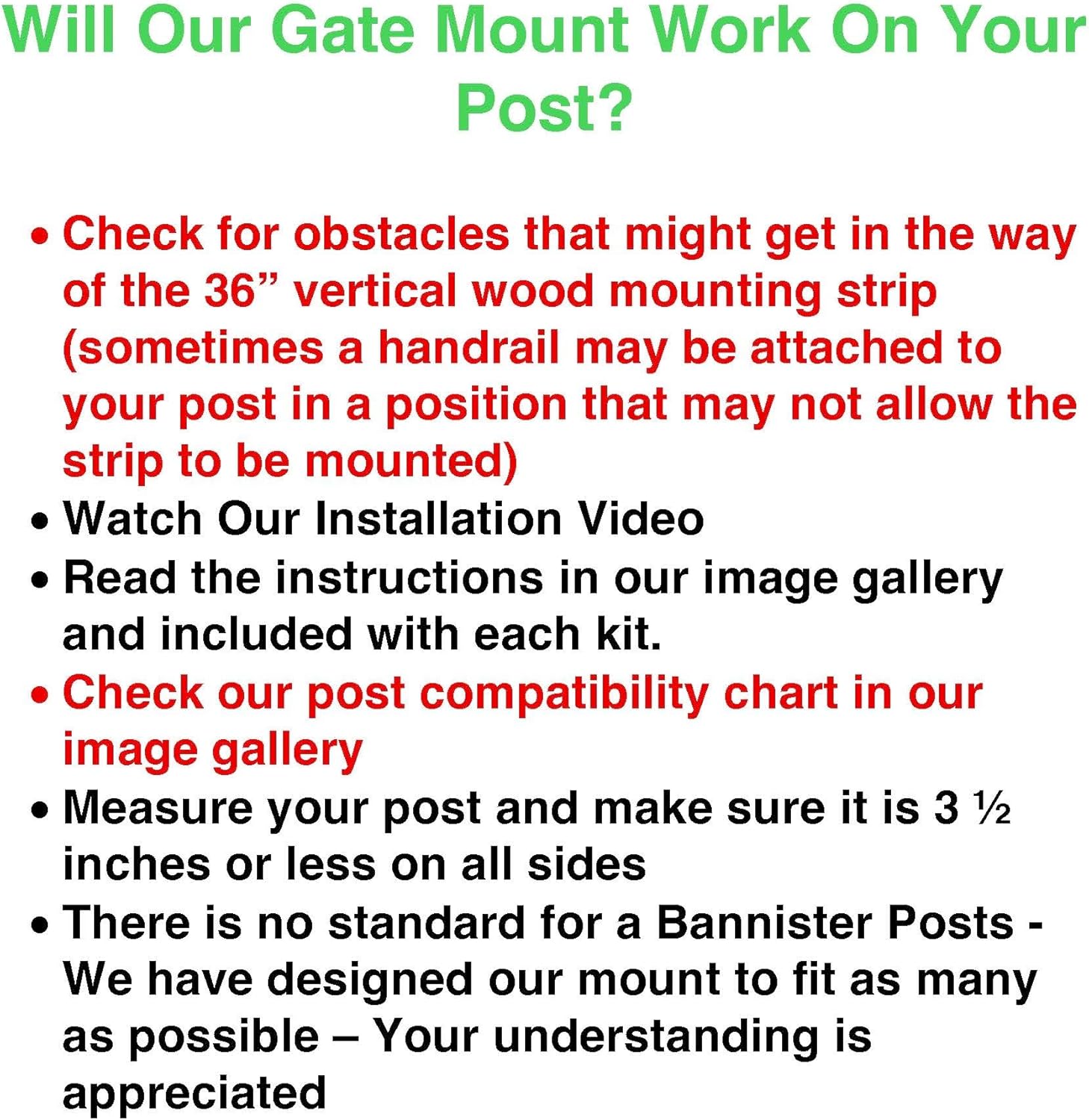 No Hole Stairway Baby Gate Mounting Kit - Fits Posts from 2 3/4 inches to 3 1/2 inches Wide with Square or Round Tops