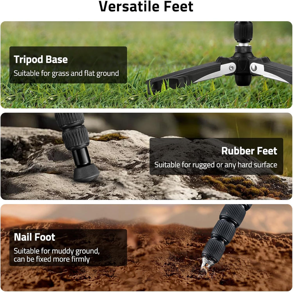 Hunting Monopod Shooting Stick Tripod Gun Rifle Crossbow Rest | Tiltable and Horizontally Rotatable Tri-Stand Tripod