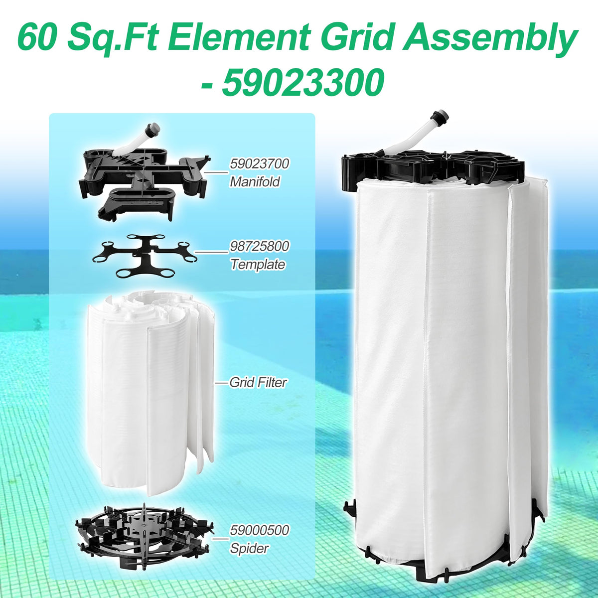 59023300 60 Sq.Ft Element Grid Assembly Replacement for FNSP60 D.E. Filter