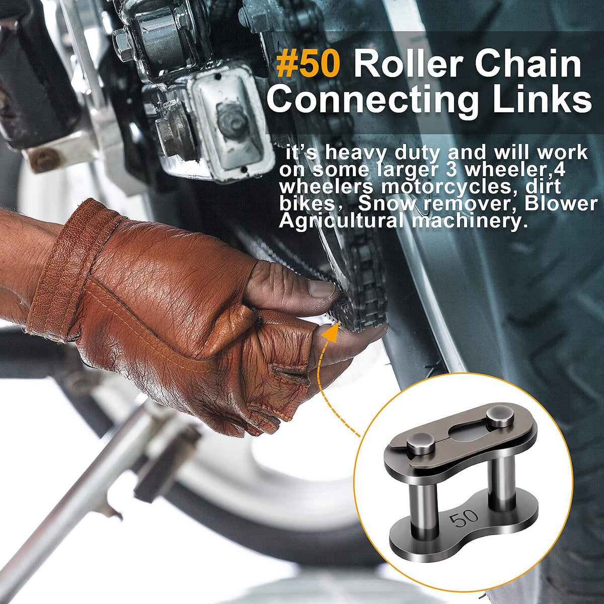 OIIKI 15 Pack #50 Roller Chain Connecting Links