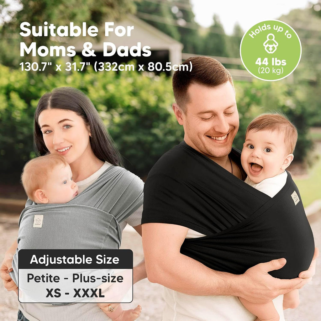 Baby Wrap Carrier Ring Sling, D-Lite Baby Carrier (Trendy Black) | Easy to Wear, Adjustable Baby Carrier Newborn to