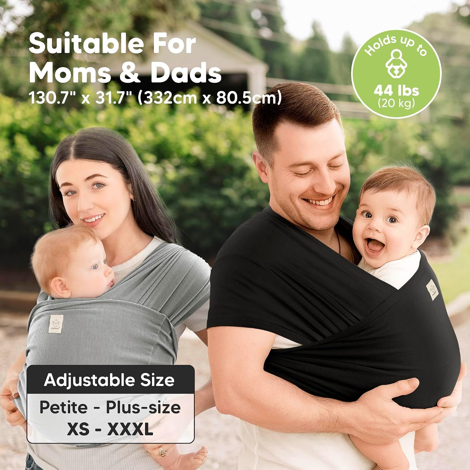 Baby Wrap Carrier Ring Sling, D-Lite Baby Carrier (Trendy Black) | Easy to Wear, Adjustable Baby Carrier Newborn to
