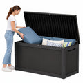 350 Gallon Extra Large Outdoor Storage Box，Resin Waterproof Deck Box，Black
