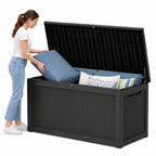 350 Gallon Extra Large Outdoor Storage Box，Resin Waterproof Deck Box，Black