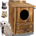 Owl Houses for Outdoors–16"x12"x9.6"Large Carbonized Barred Owl Nesting Box, Waterproof&Ventilated Design