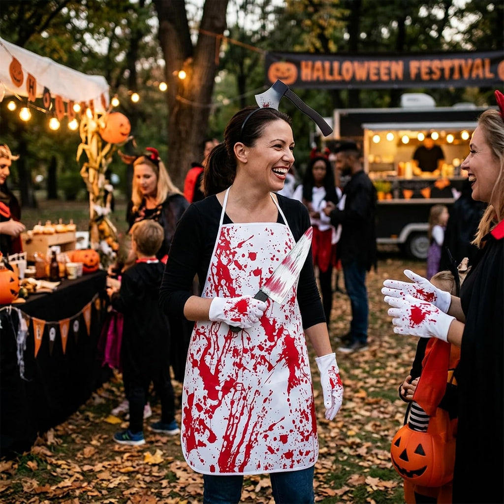 Butcher Costume Set, Scary Halloween Costumes with Apron and Props