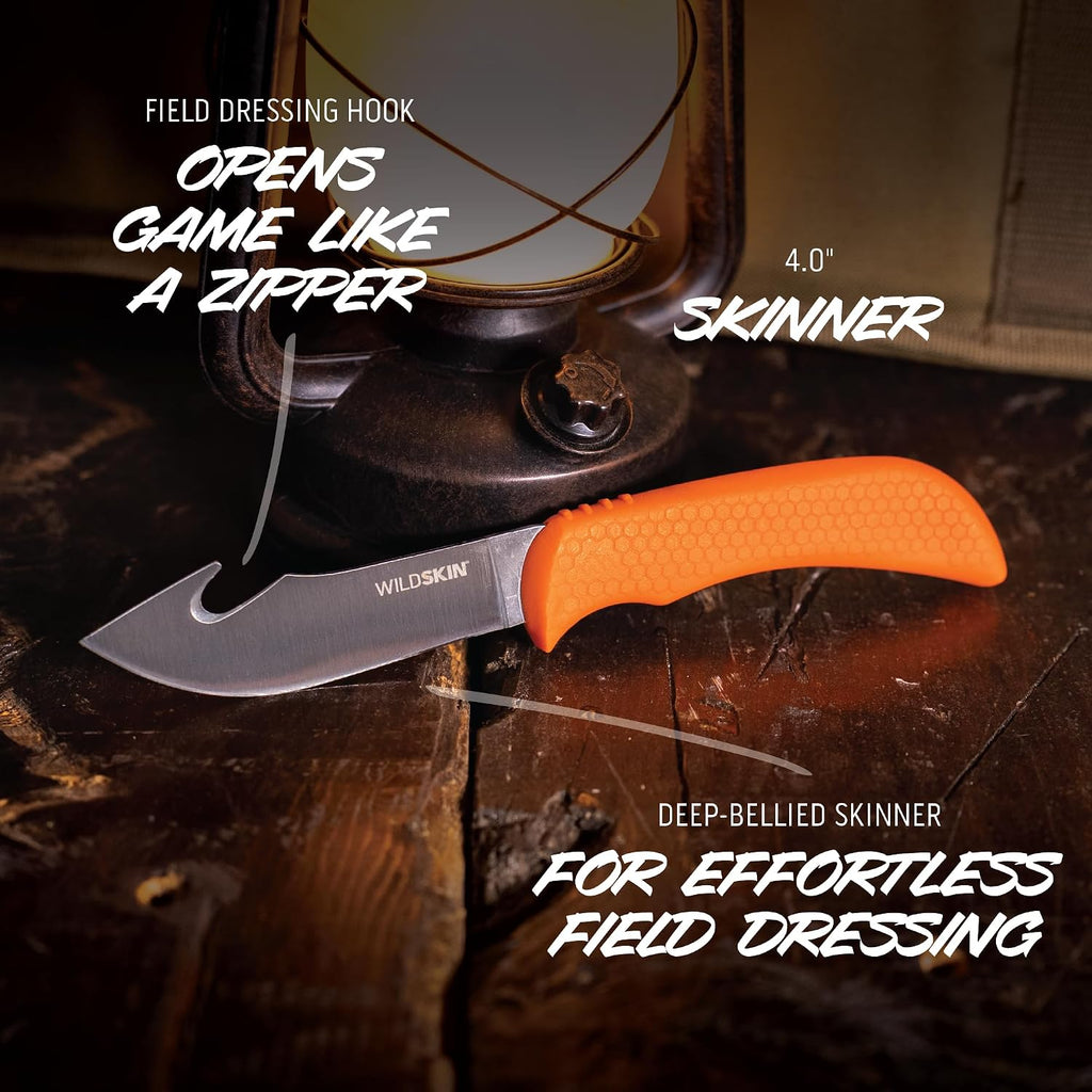 WildBone, 4-Piece Hunting Knife Set, Field Dressing & Game Processing Knives - Gut-Hook Skinning & Boning/Fillet