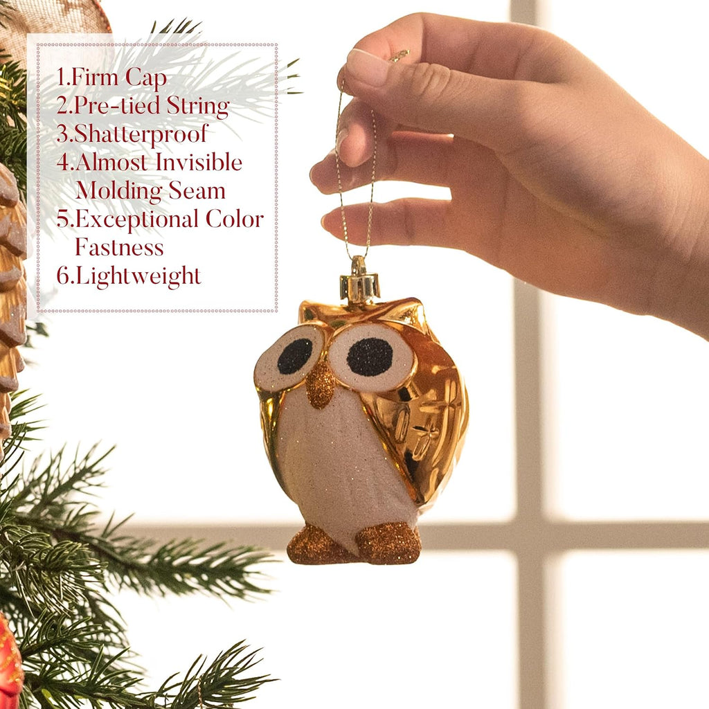 Christmas Ornaments Set, 80ct Red and Brown Shatterproof Christmas Tree Decorations, Woodland Hanging Ball Ornaments