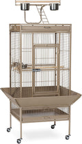 Playtop Bird Home - L, Beige | Large Wrought Iron Bird Cage with Rolling Stand, Ideal for Cockatiels, Conures, and