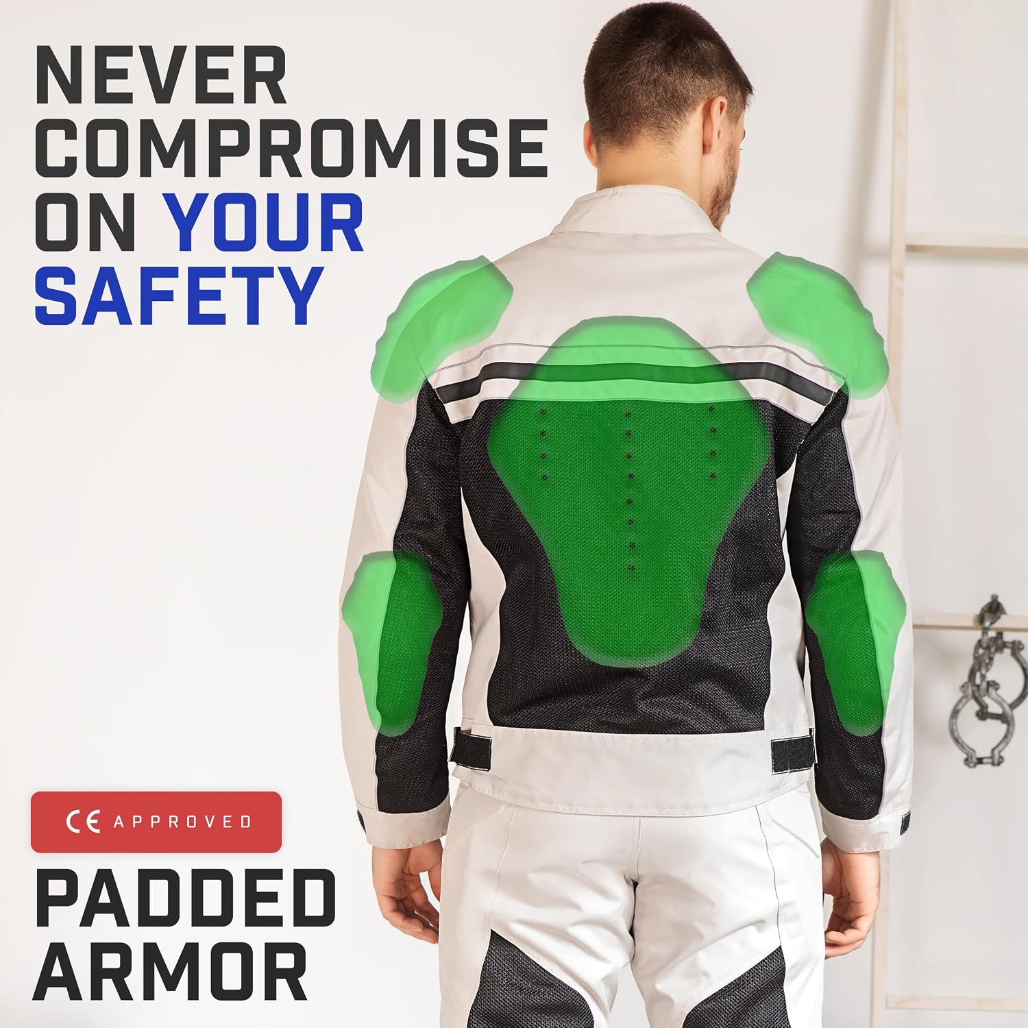 Motorcycle Jacket - CE Level1 Reflective Summer Biker Jacket with Adjustable Cuffs & Waist Belt - Lightweight &