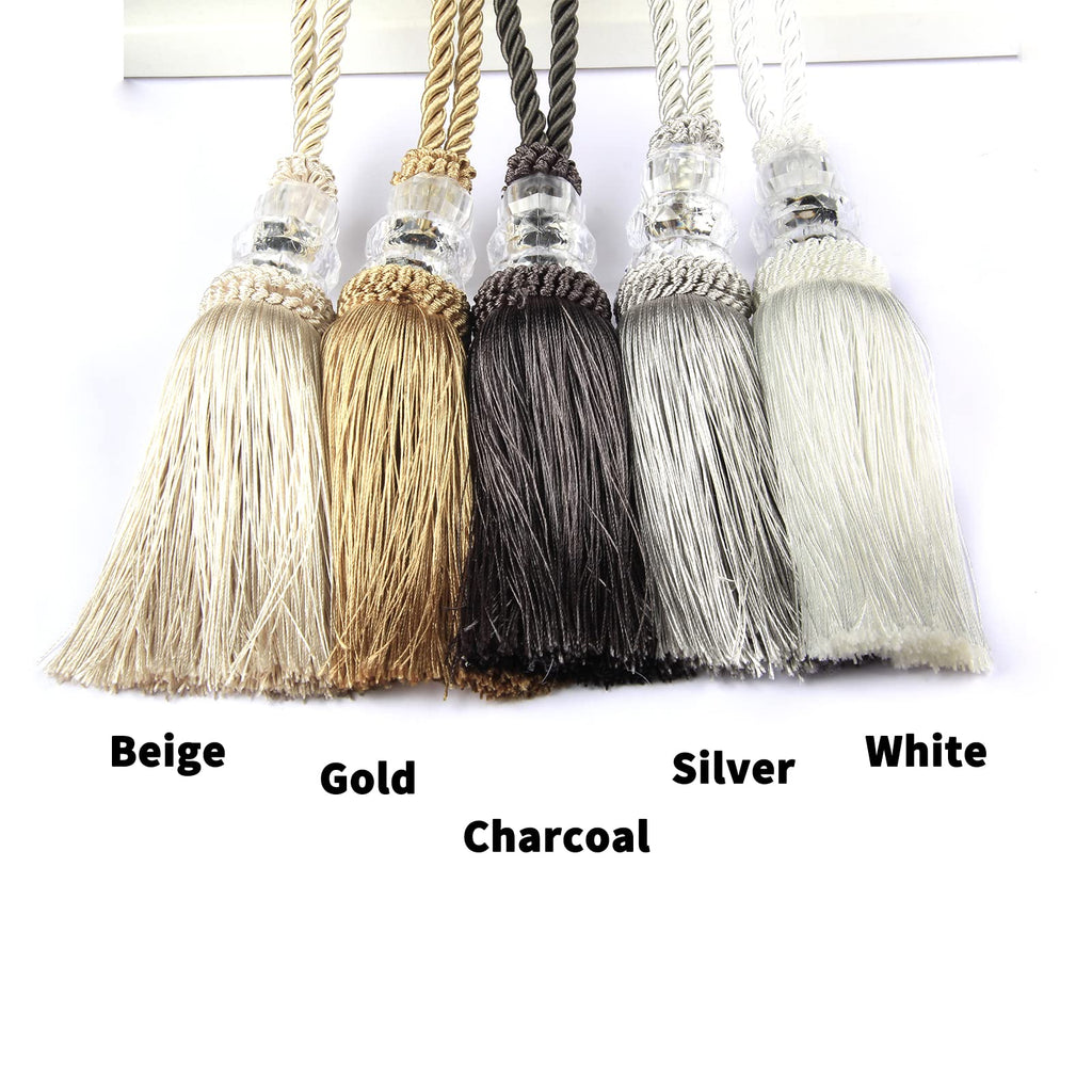 4 Pack Curtain Tiebacks with Tassel, White