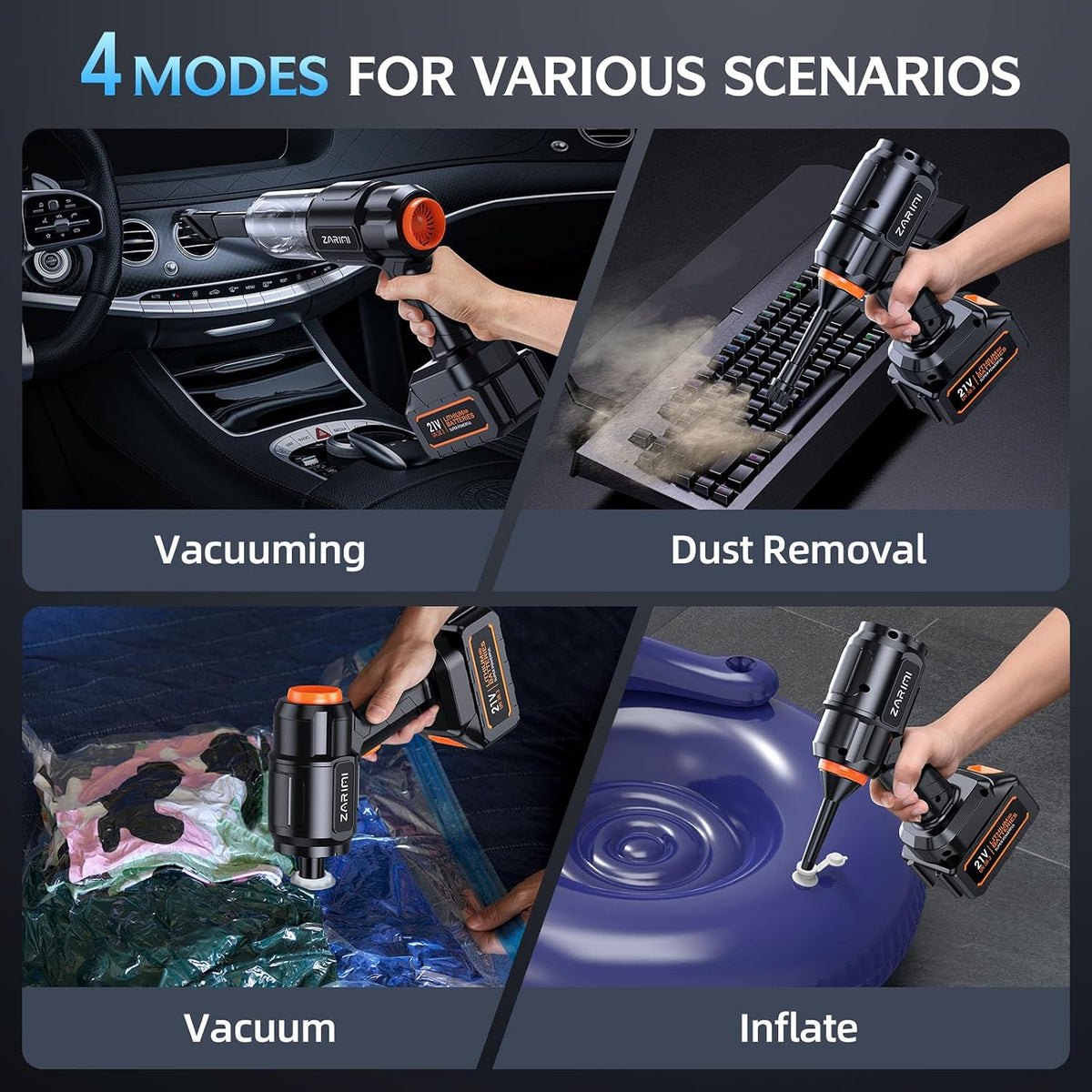 Portable Cordless Car Vacuum, 50,000Pa High-Power Brushless Motor, Rechargeable Handheld Vacuum Cleaner with 2
