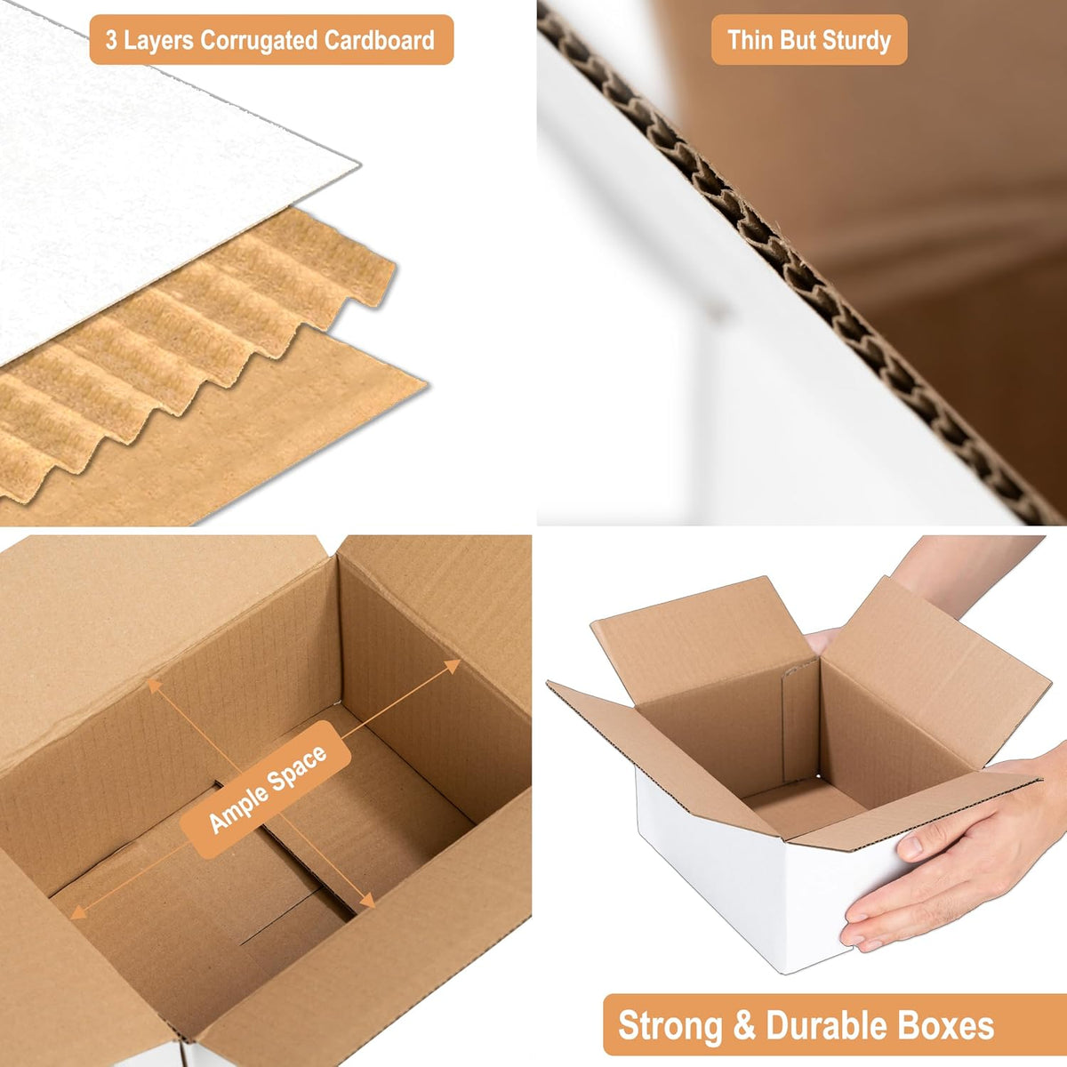Sturdy 8x6x4" Cardboard Shipping Boxes (45 Pack) Value Bundle