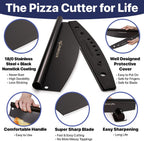 16-Inch Pizza Cutter Rocker Blade, 304 Stainless Steel Slicer Knife, Black