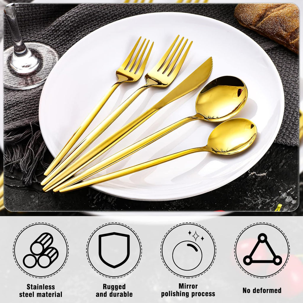200 Pcs Gold Silverware Set Stainless Steel Flatware Set