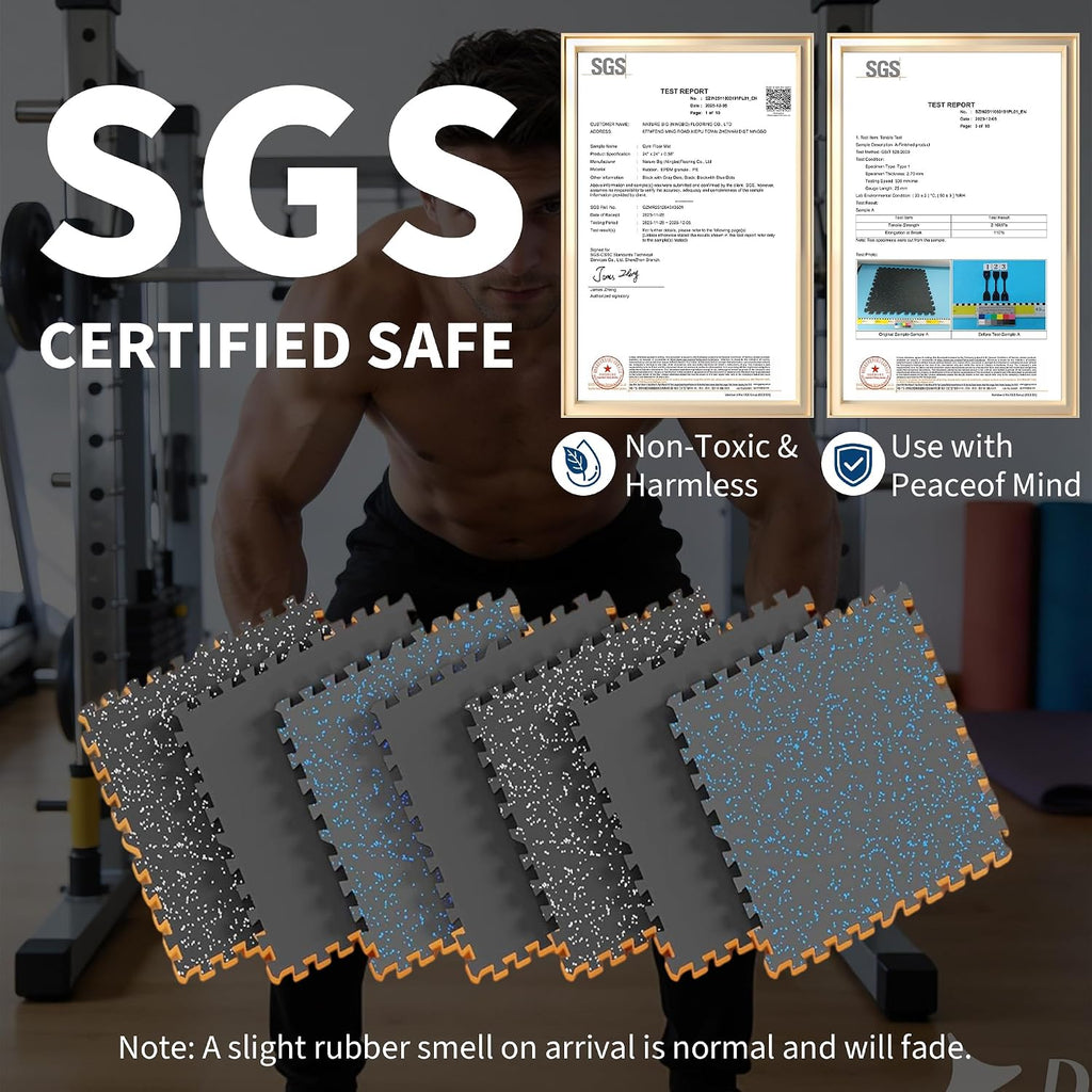 0.56" Thick 48 Sq ft Exercise Equipment Mats,12 Tiles Rubber Interlocking Puzzle Gym Flooring with High Density EVA