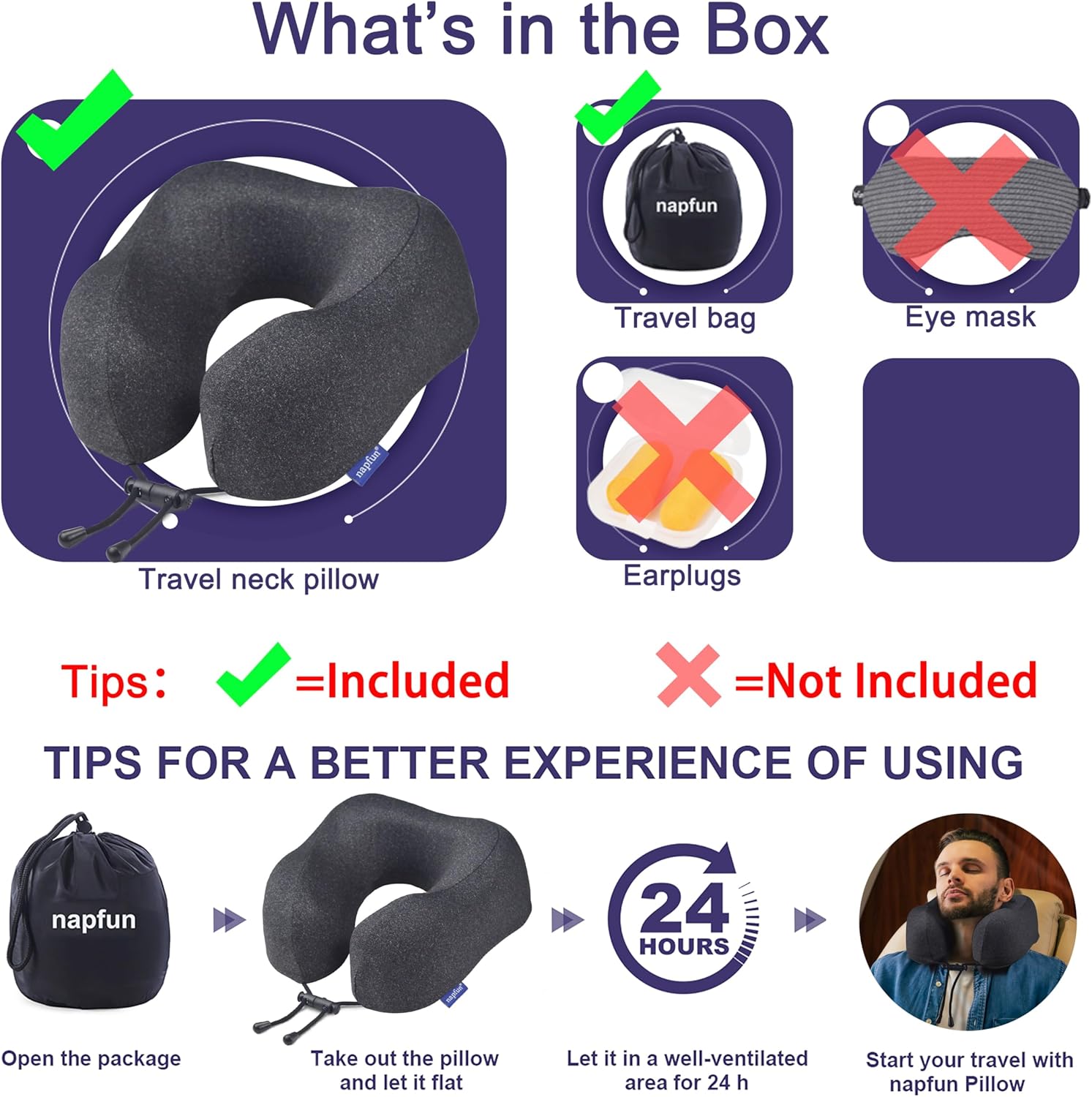 Neck Pillow for Traveling, Upgraded Travel Neck Pillow for Airplane 100% Pure Memory Foam Travel Pillow for Flight