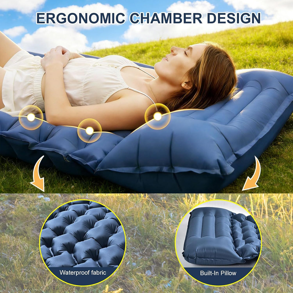 Sleeping Pad Camping, Ultra Lightweight & Compact Mattress for Outdoor & Indoor, Portable Sleeping Mat with Built-in