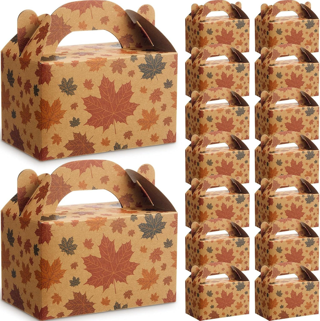 48 Pcs Fall Maple Leaves Gift Boxes with Handle 5.9 x 3.5 x 3.5 Inch