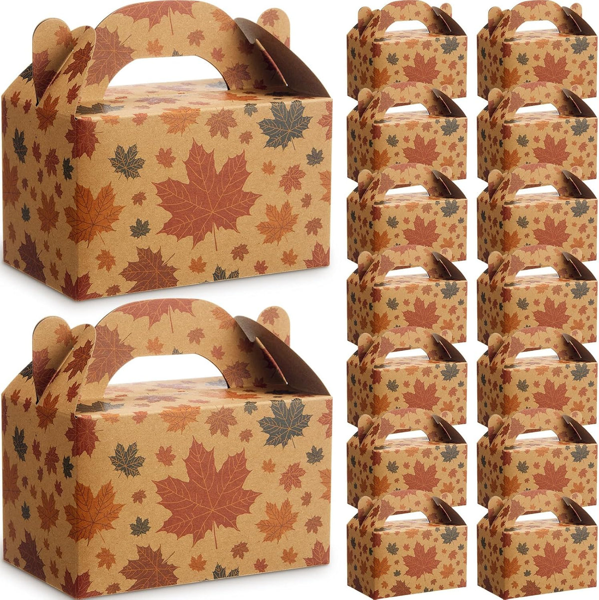 48 Pcs Fall Maple Leaves Gift Boxes with Handle 5.9 x 3.5 x 3.5 Inch