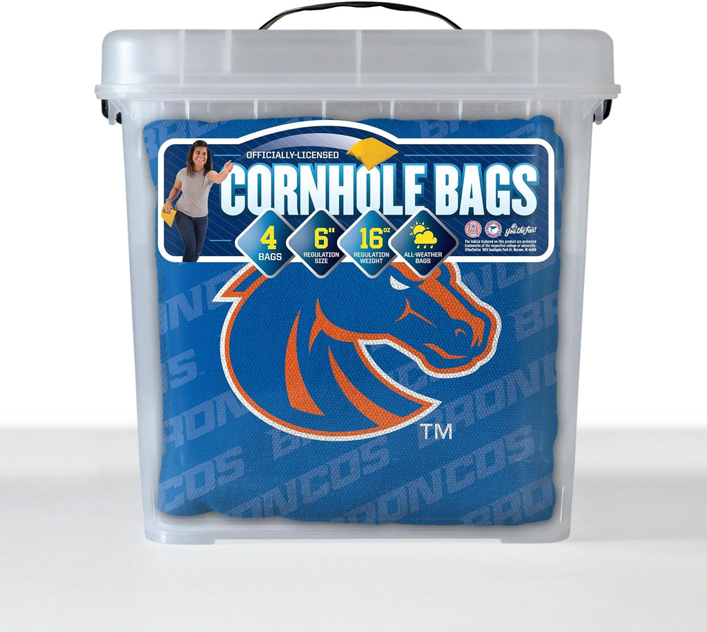 Officially-Licensed NCAA Set of 4 Cornhole Bags - All Weather Regulation 6” x 6” Size - 16oz Weight - Designed in USA