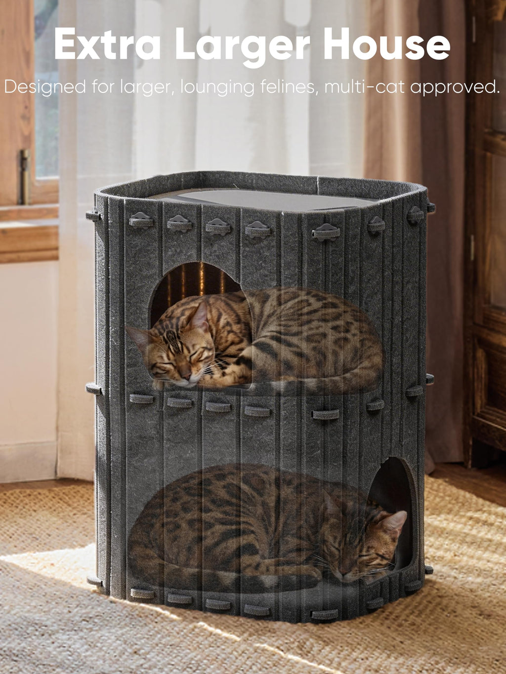 Cat House for Indoor Cats, Warm Felt Cat Bed, Scratch Resistant