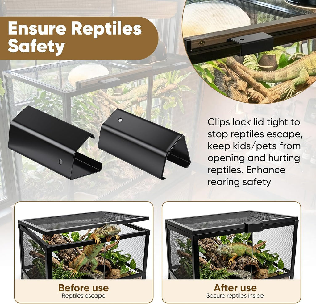 Reptile Terrarium Covers Heavy Duty Screen Clips 6 Pack for 5-29 Gallons | Aquarium Lid Clip, Reptile Tank Clips to