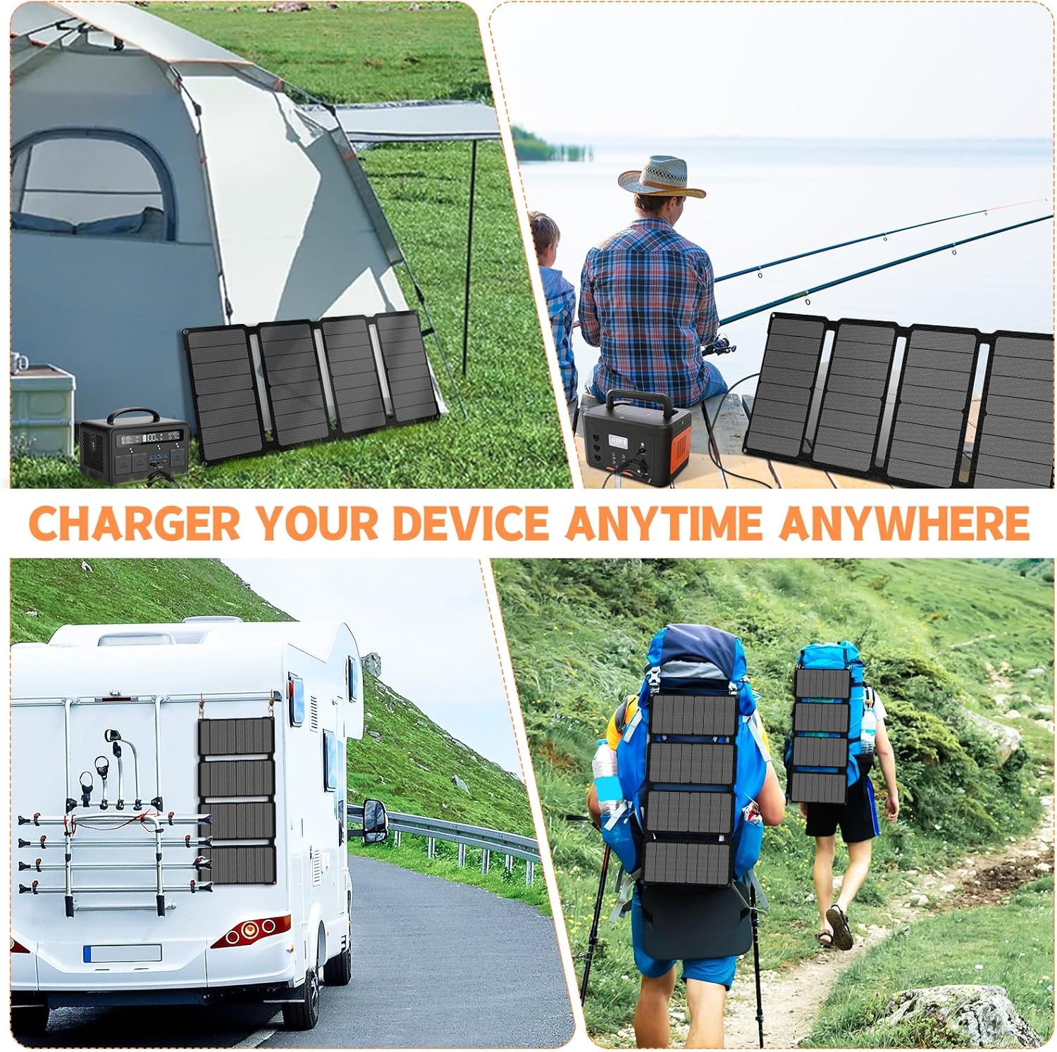 [Upgraded] Foldable Solar Panels 50W Portable Solar Panel Charger 3 Output Ports (USB-A USB-C DC) Folding Solar Panel