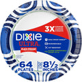 Medium Paper Plates, 8.5 Inch, 64 Count, 3X Stronger*, Heavy Duty, Microwave-Safe, Soak-Proof, Cut Resistant