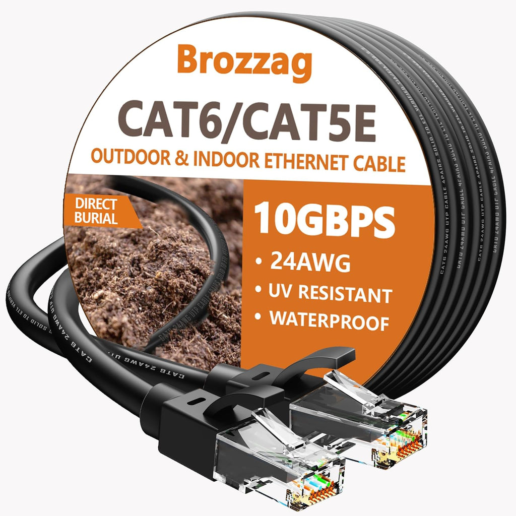 Ethernet Cable 50ft For Cat6/Cat5E, 10Gbps Compatible with Cat8/Cat7, 24AWG Network Cable Indoor&Outdoor, Direct