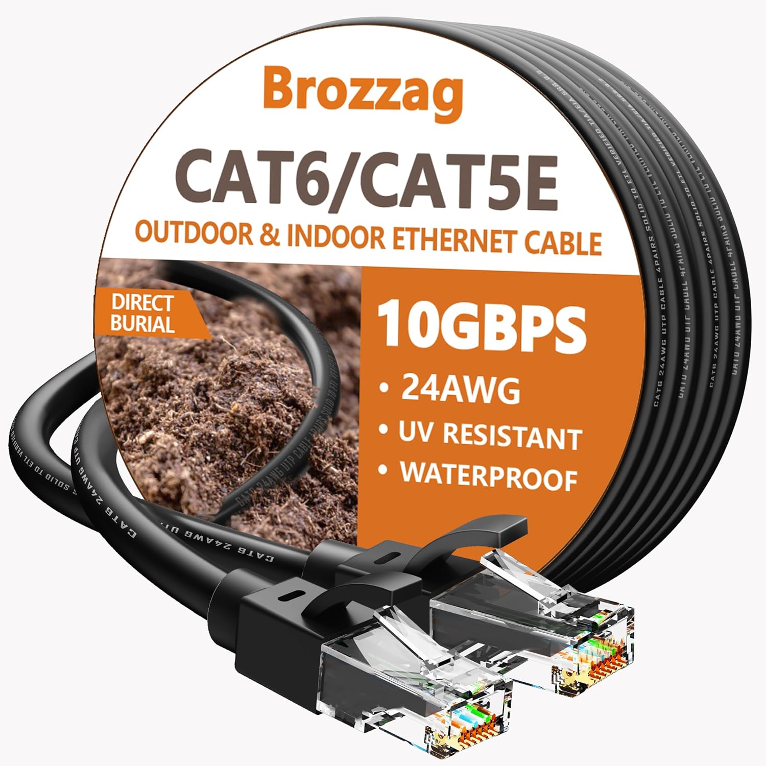 Ethernet Cable 50ft For Cat6/Cat5E, 10Gbps Compatible with Cat8/Cat7, 24AWG Network Cable Indoor&Outdoor, Direct