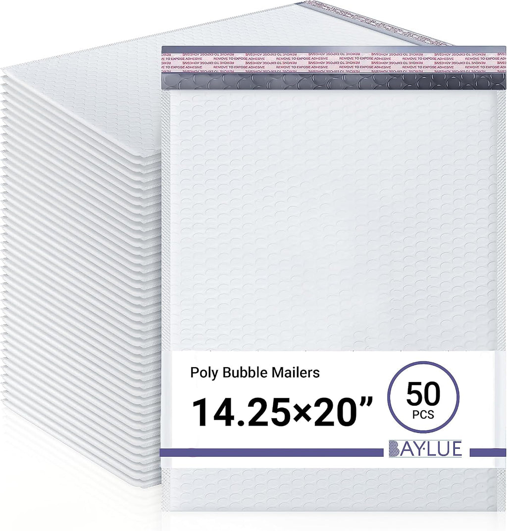 Bubble Mailers 14.25x20, Self Seal Poly Padded Envelopes #7, 50 Pack