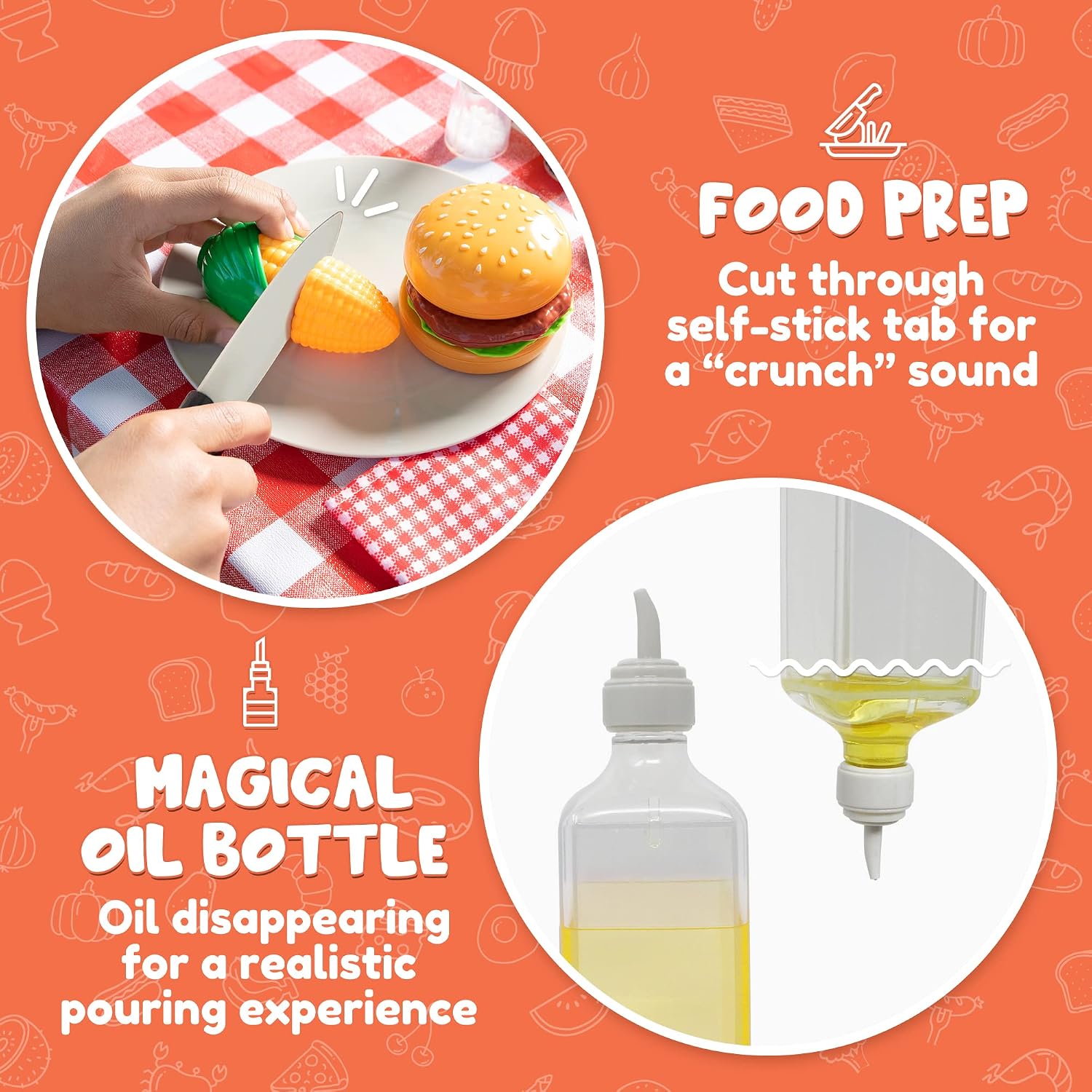 Kitchen Toy Set, BBQ Play Grill, Cooking Toy Set, Little Chef Play, Kids Grill Playset Interactive BBQ for Kids with