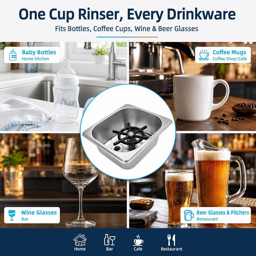 Pitcher Rinser & Glass Rinser for Kitchen Sink, 6.3" x 6.7" x 2.7"