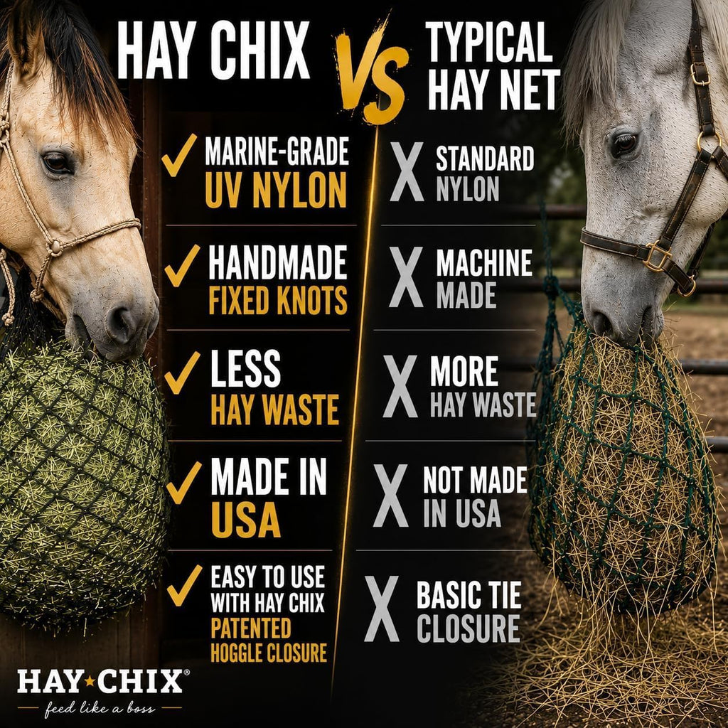 Half Bale Slow Feed Hay Net for Horses - 1 3/4" Holes - Leopard