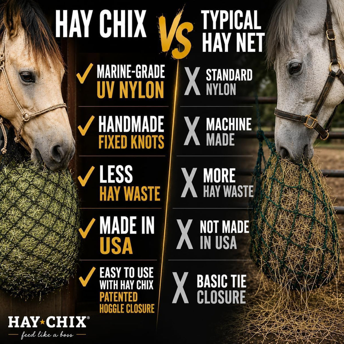 Half Bale Slow Feed Hay Net for Horses - 1 3/4" Holes - Leopard