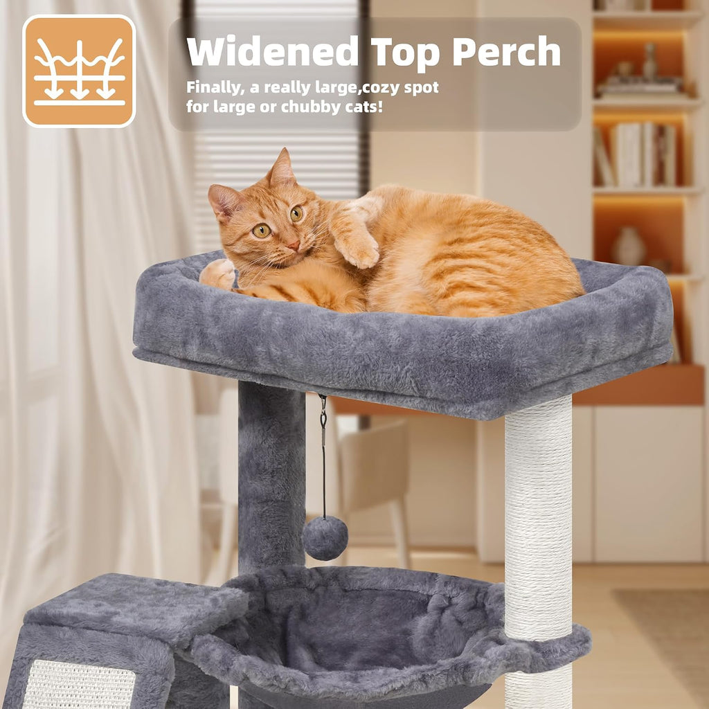 YOUPET Cat Tree with Cat Scratching Post for Indoor Cats, Cat Tower with Scratching Board and Playful Toy Balls, Cat