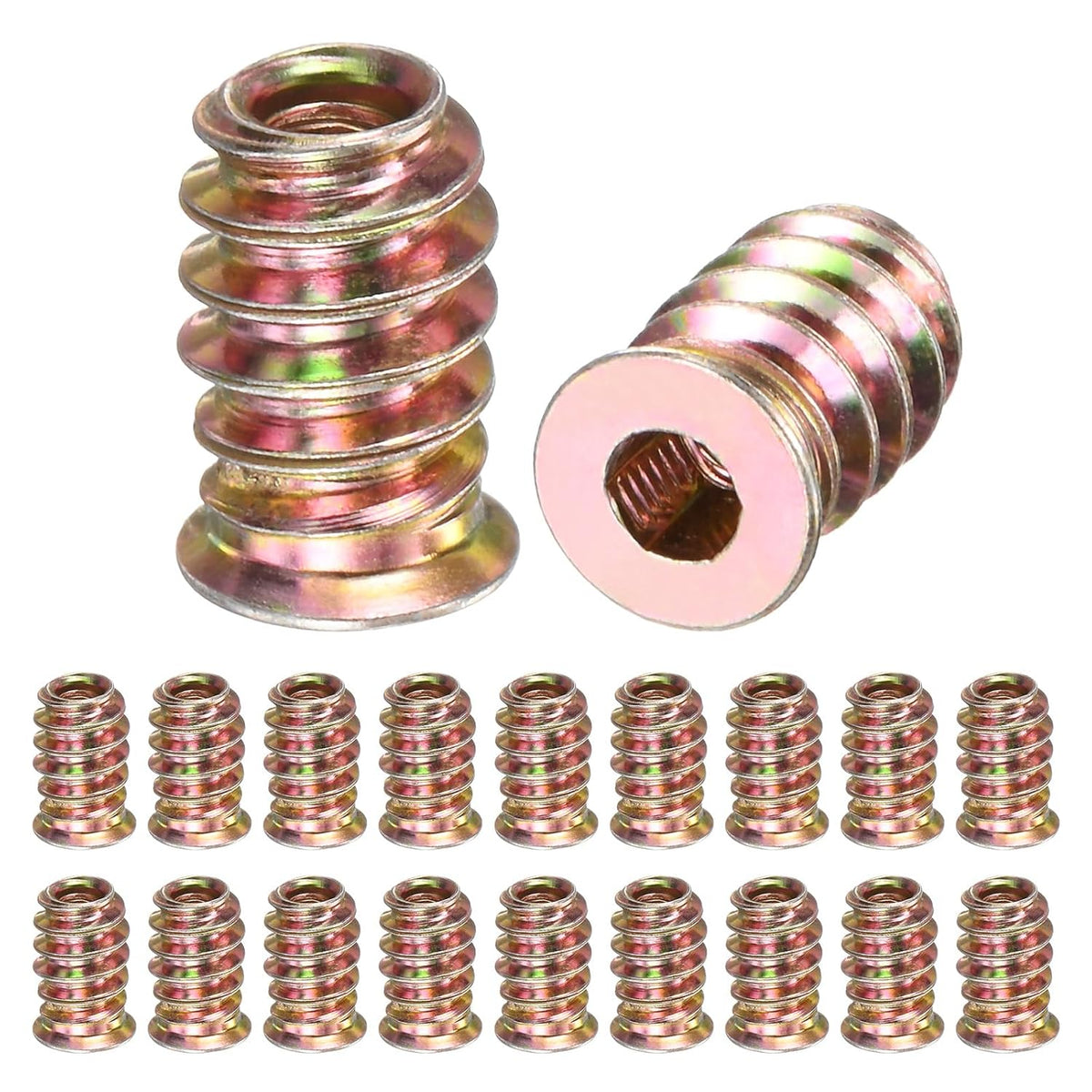 M METERXITY 20-Pack Threaded Inserts for Wood M4x15mm Gold Tone