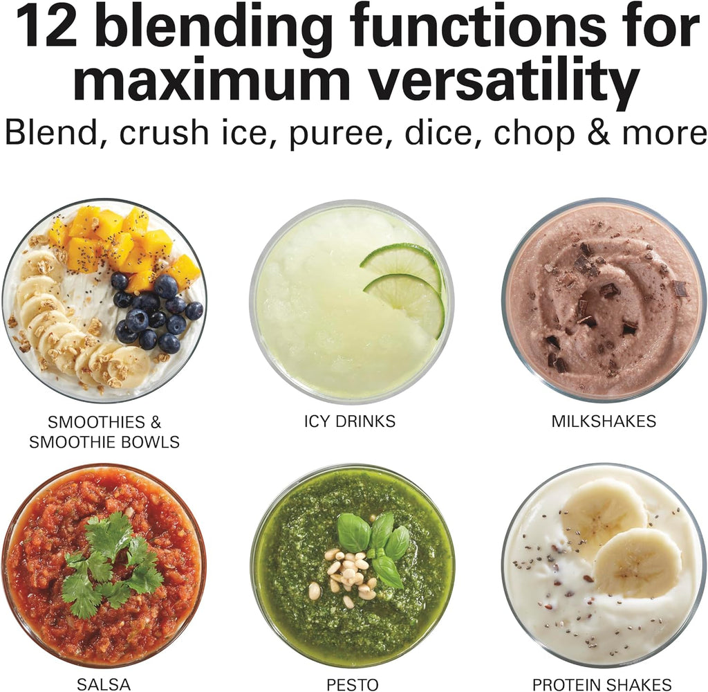 Power Elite Blender For Smoothies With Wave Action System | 40 oz. Glass Jar | 12 Functions Including Puree, Crush