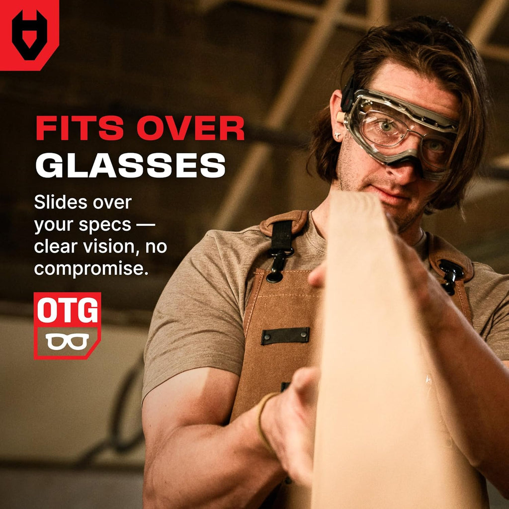 Anti Fog Safety Goggles Over Glasses For Men And Women — ANSI Z87.1 Premium Anti Scratch & UV380 — Eye Protection