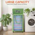 Slim Laundry Hamper with Wheels,20 Gal (75L) Rolling Laundry Basket with lid and wheels Clothes Hamper Foldable Tall