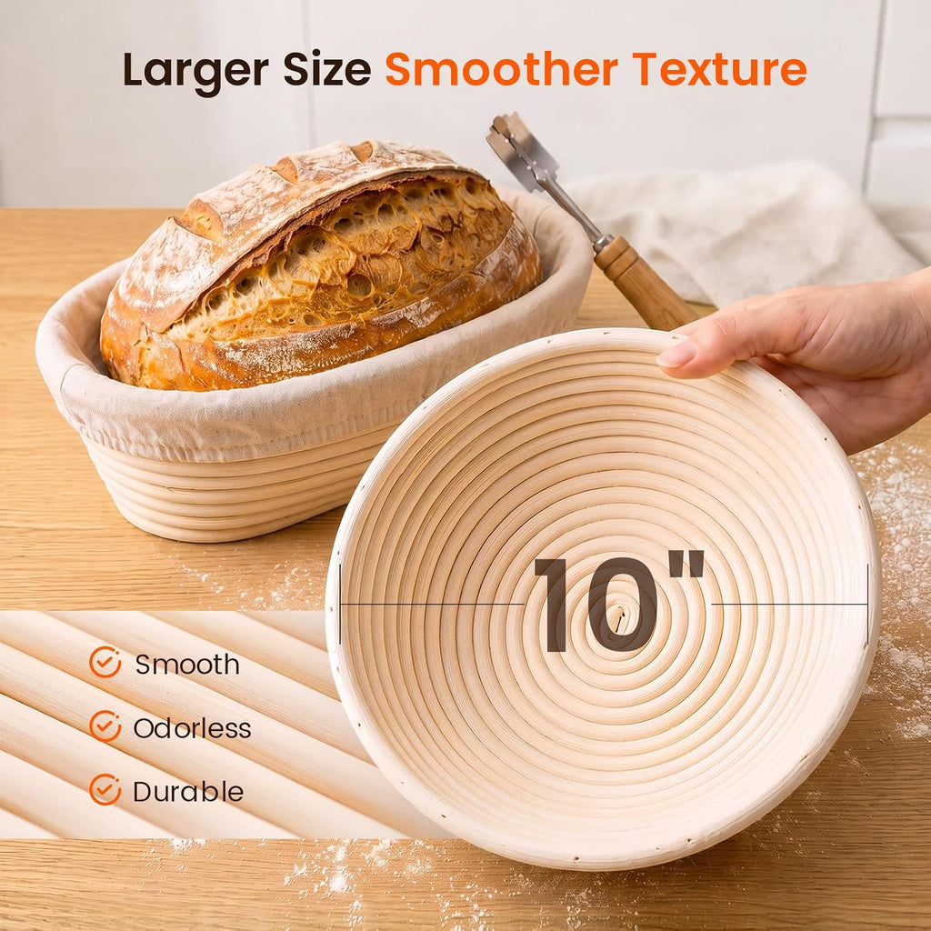 Sourdough Starter Kit with Scale,10" Round and 10" Oval Bread Basket
