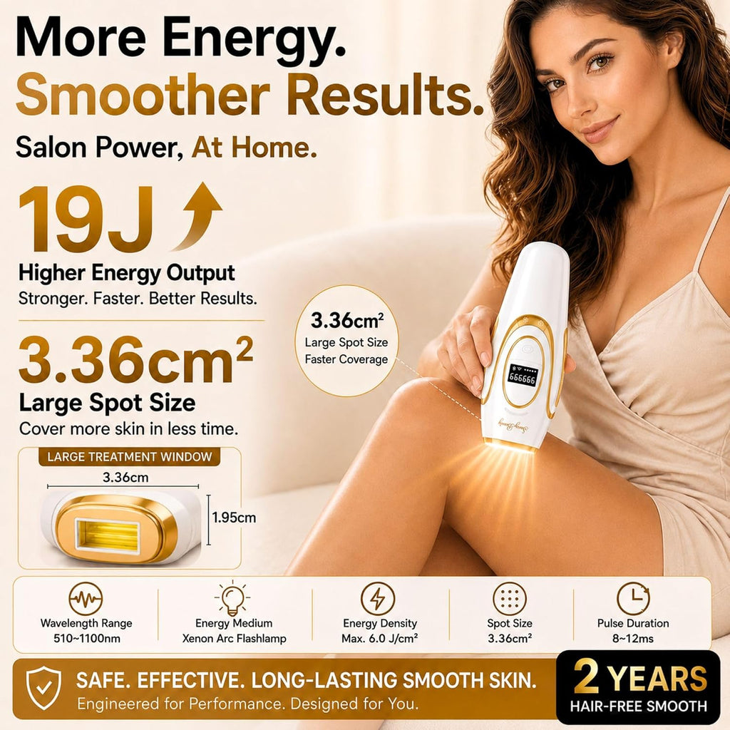 IPL Hair Removal Device for At Home Use - Permanent Hair Reduction for Women and Men with Dynamic Cooling Function