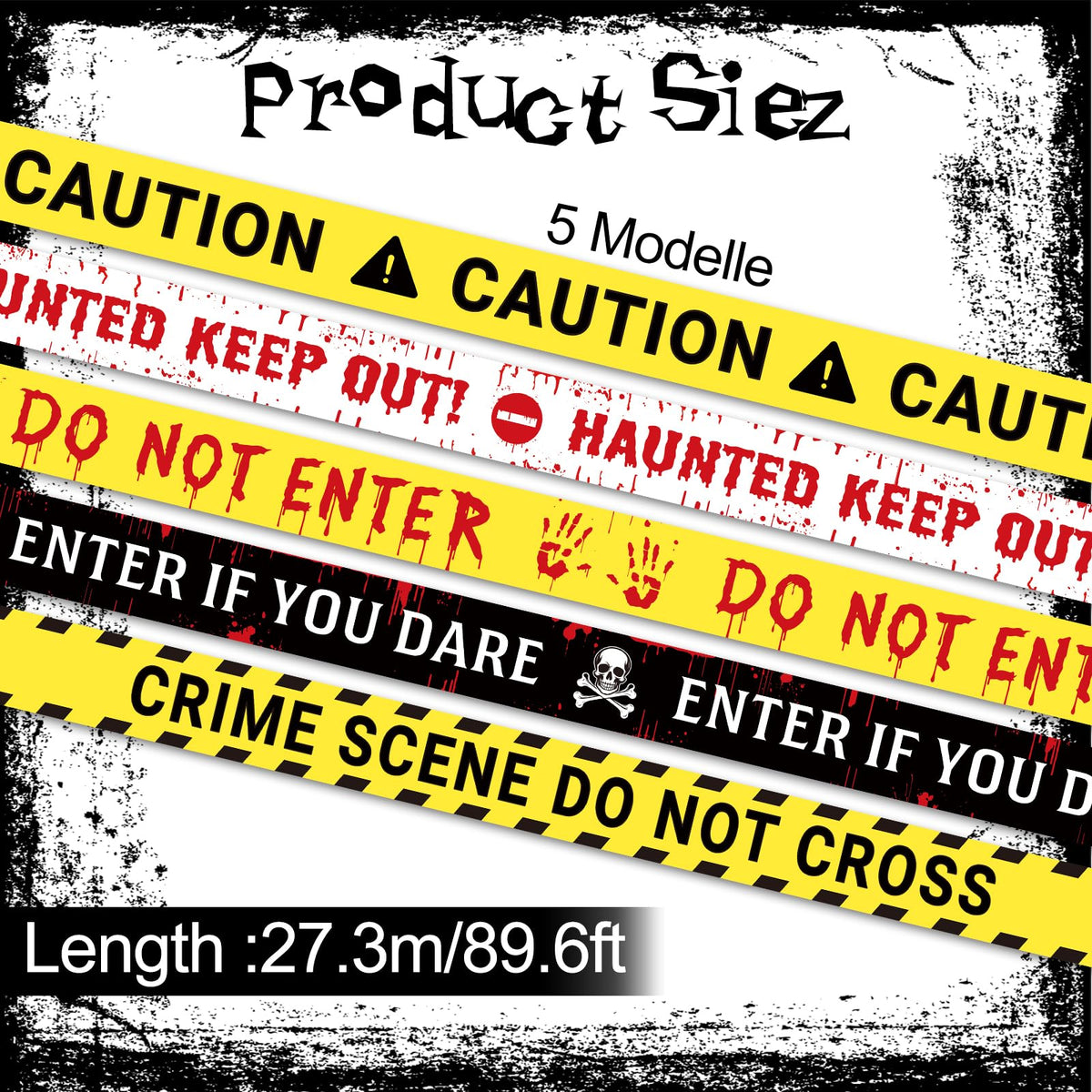 5Pcs 89.6Feet Caution Tape Halloween Decorations Outdoor House