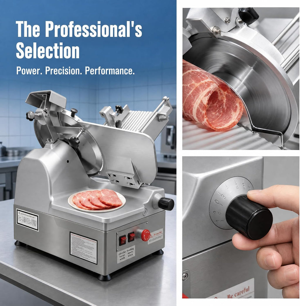 Deli Slicer, 550W Automatic Meat Slicer with 10 Inch Premium Blade, Adjustable Thickness for Roast Beef, Turkey