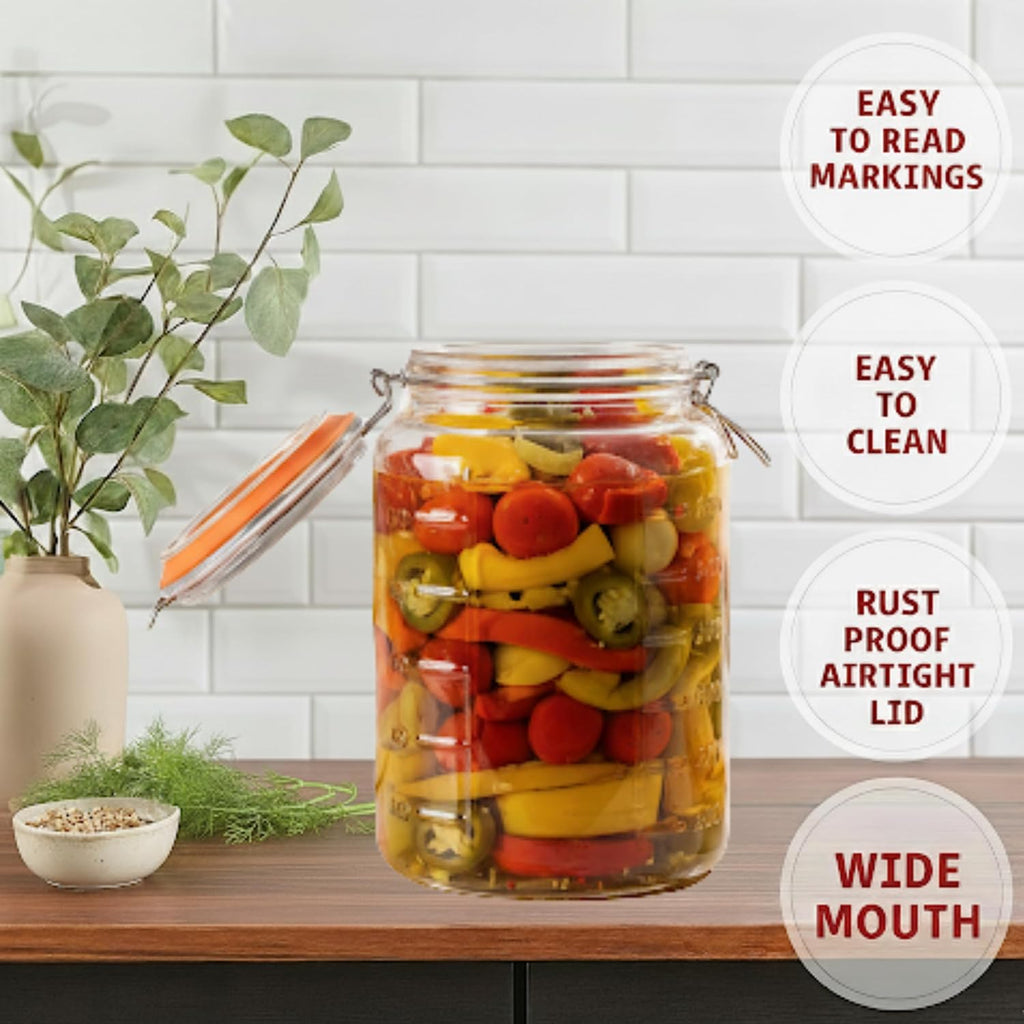 1-Gallon Mason Glass Fermenting Jar with Airlock Lid – Wide Mouth with Ounce & Milliliter Markings for Mead
