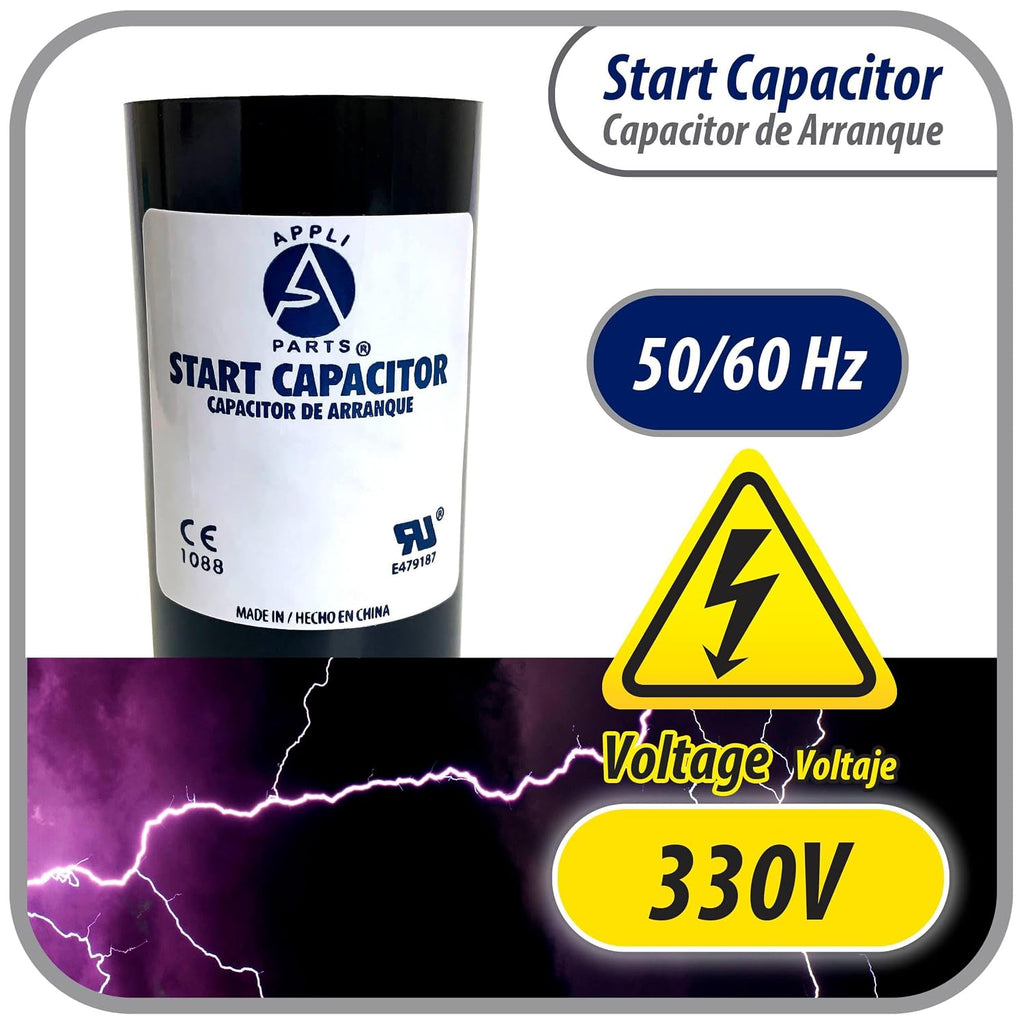 Appli Parts CON-189-330 Motor Start Capacitor 189-227 MFD uF, 330 VAC. Universal for Electric Motor Applications, 1.75 in Wide, 3.38 in Height