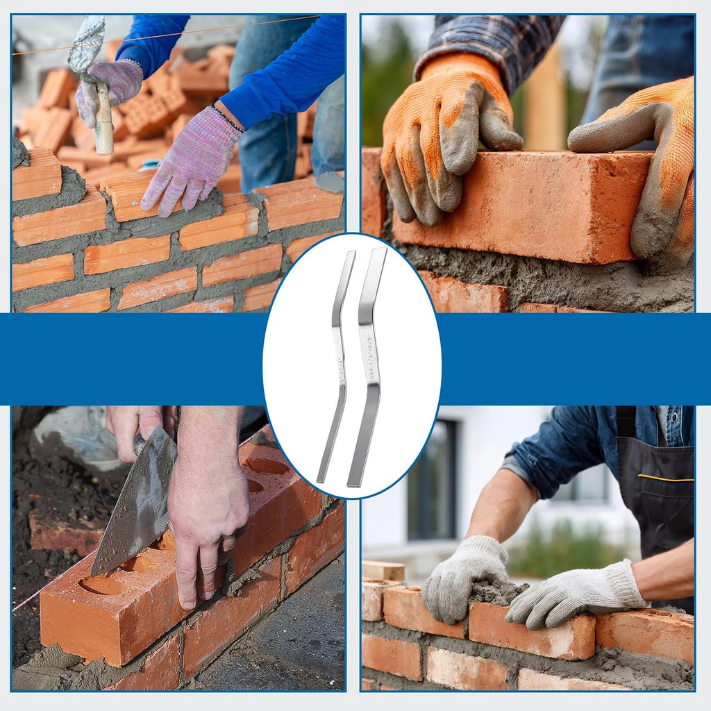2 Pcs Double Ended Brick Jointer for Cement Pointing Trowel Masonry Tools Stainless Steel Tuck Pointing Tools